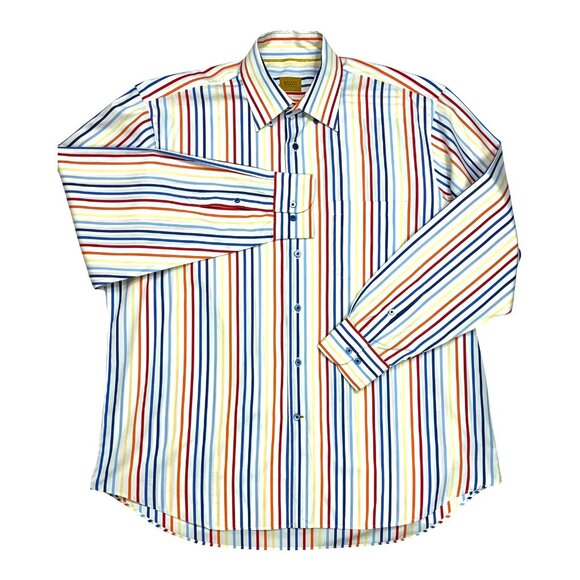 Robert Talbott Carmel White Striped Hidden Button Collar Shirt - Picture 11 of 11